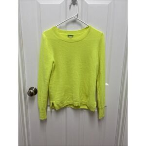 J Crew Women's Neon Yellow Crewneck Italian Cashmere Sweater - Medium